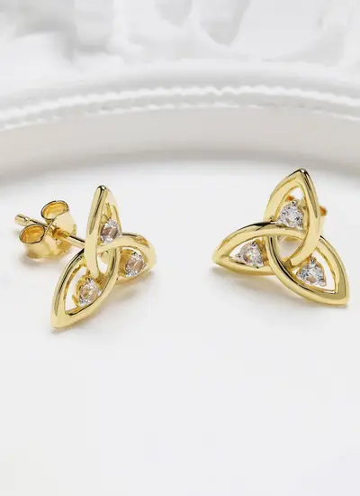 14K Gold Vermeil Trinity Knot Stud Earrings
